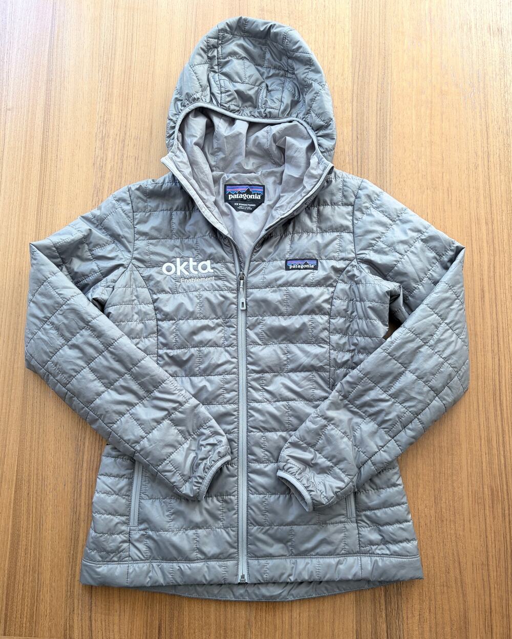 Patagonia Nano Puff Hoodie XS | Womens Gray Okta Logo Packable Jacket Outdoor